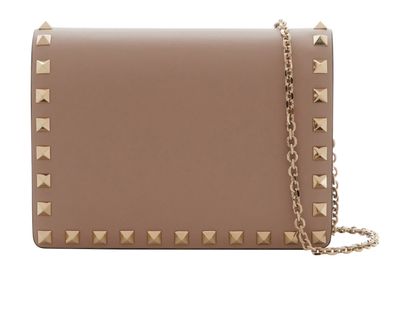Valentino Rockstud Chain Pouch, &pound;420, Handbags, Pink, Leather, Front view